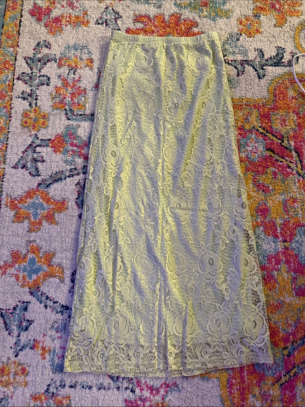 Cider Light Yellow Lace Maxi Skirt